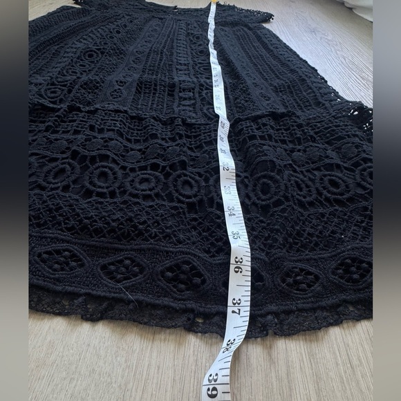 Anthropologie Maeve Ruby Black Crochet Elegant Black Mini Dress Size S Small - Picture 11 of 11